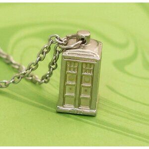 Vintage Antique Building Pendant Silver Tone Necklace 22 inch - W13